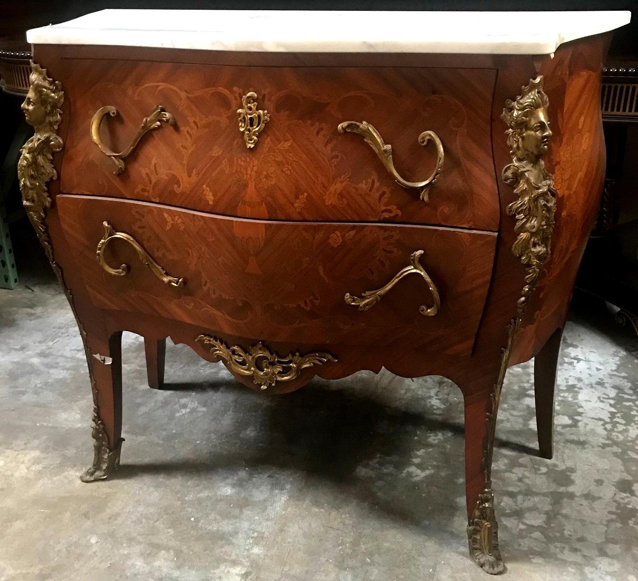 Carved French Louis XV Style Bombe Commode, 19th Century