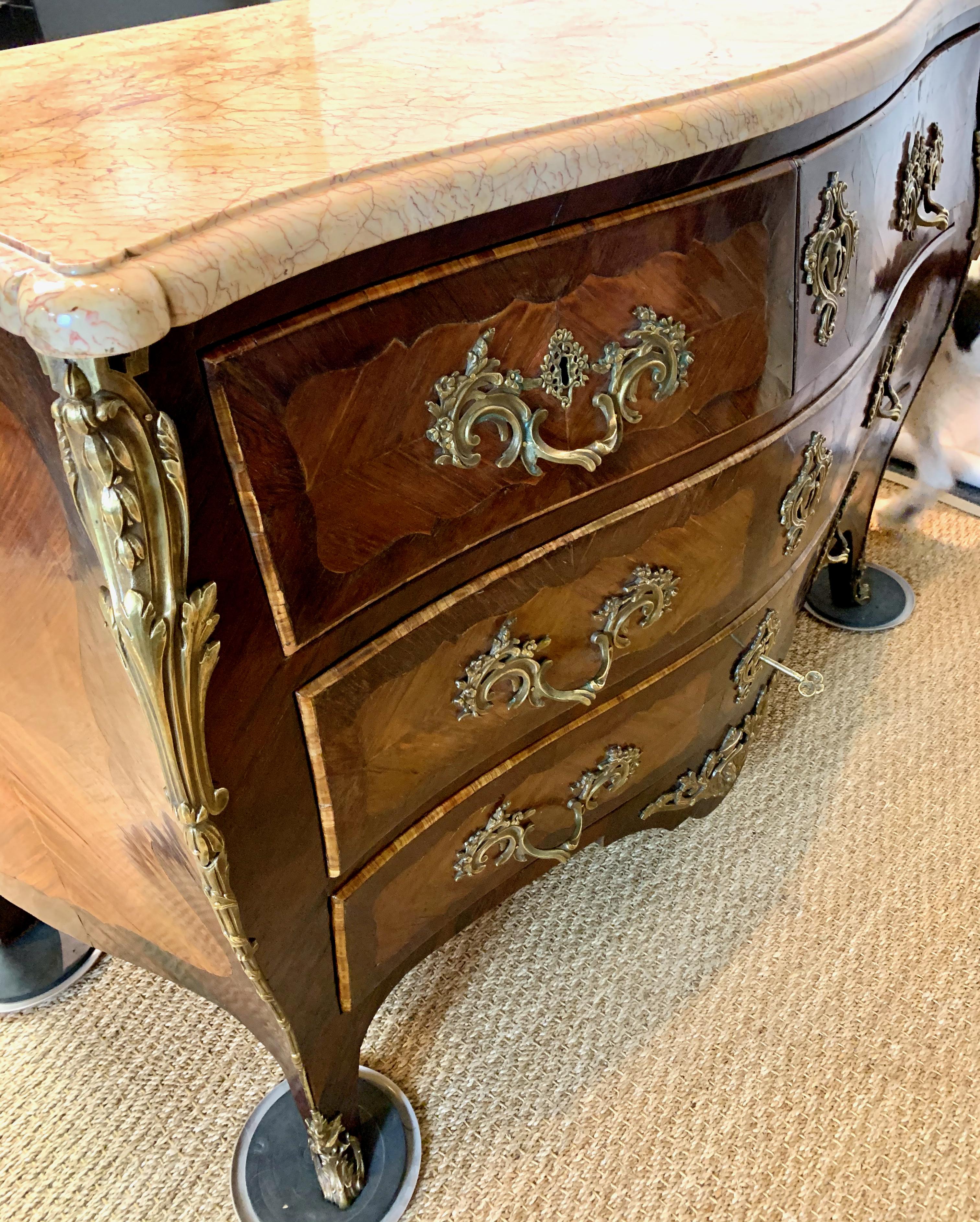 French Louis XV Style Bombé Commode For Sale 14