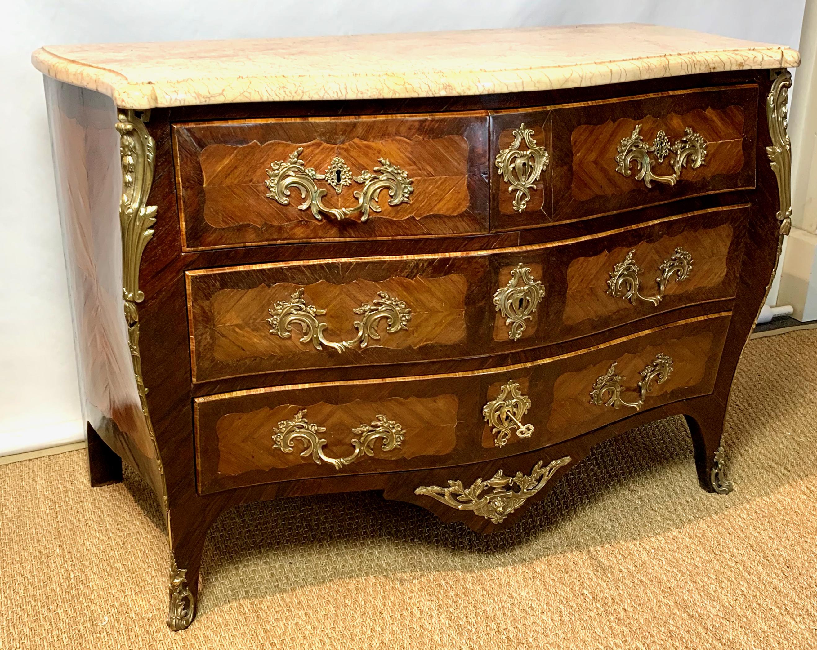 Hand-Crafted French Louis XV Style Bombé Commode For Sale
