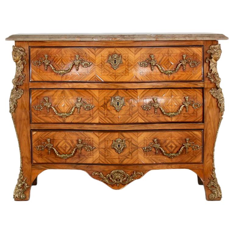 French Louis XV-Style Bombe Commode