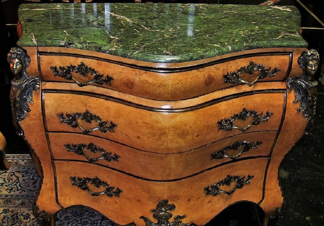 French Louis XV Style Bombe Commodes, Pair 4