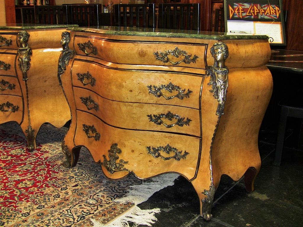 French Louis XV Style Bombe Commodes, Pair 5