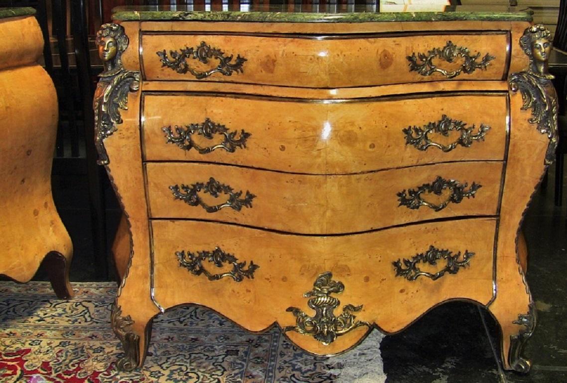 French Louis XV Style Bombe Commodes, Pair 6