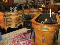 French Louis XV Style Bombe Commodes, Pair