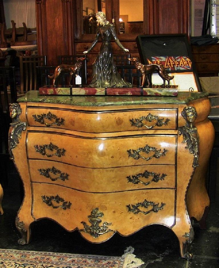 20th Century French Louis XV Style Bombe Commodes, Pair