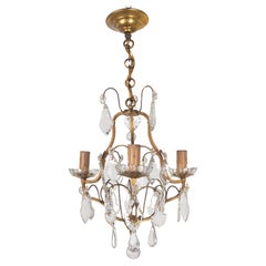 Antique French Louis XV Style Brass & Crystal Chandelier