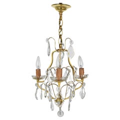 French Louis XV Style Brass & Crystal Chandelier
