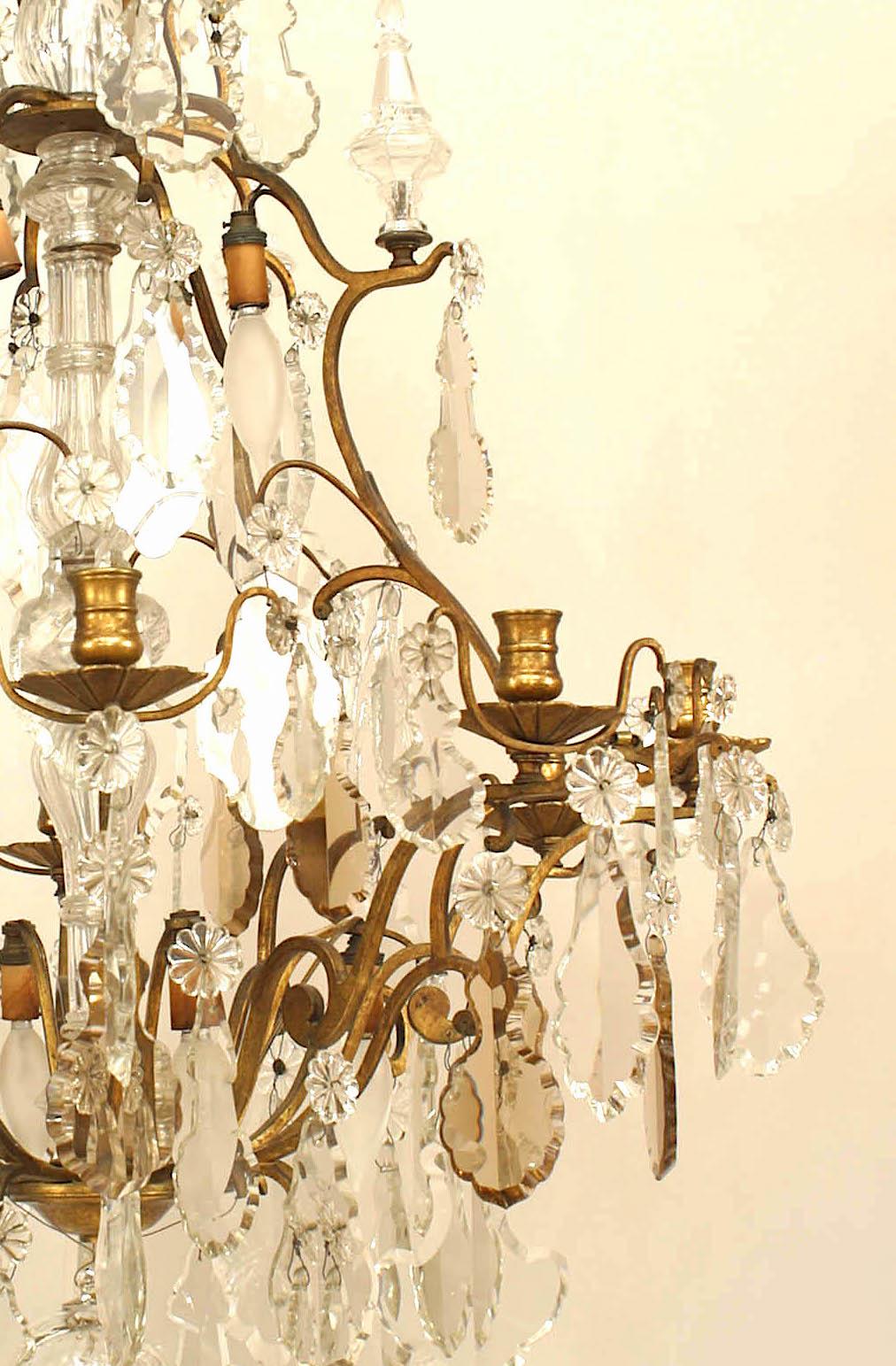 French Louis XV Bronze and Crystal Chandeliers In Good Condition For Sale In New York, NY