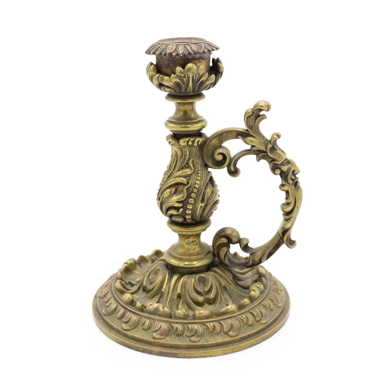 XIX secolo French Louis XV Style Bronze Candlestick in vendita