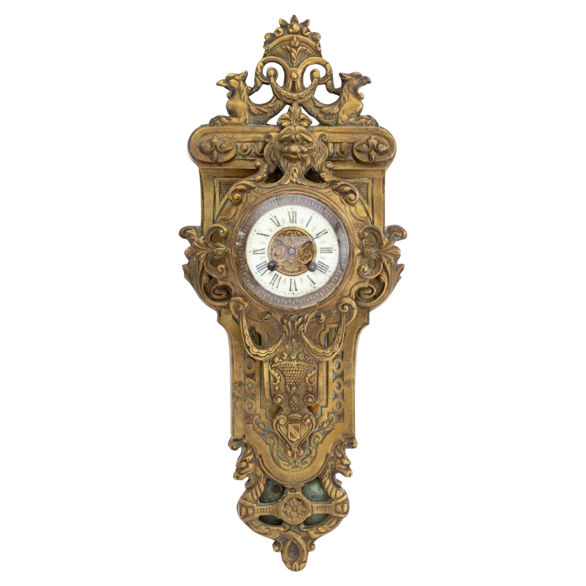 French Louis XV Style Bronze Cartel Clock, 19th C.