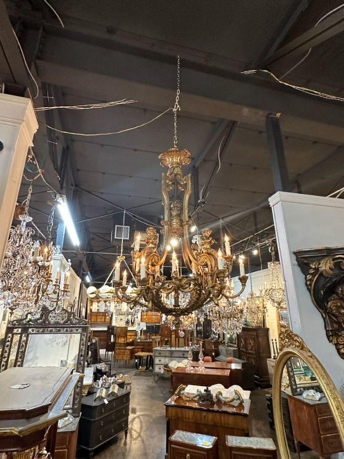 French Louis XV Style Bronze Chandelier In Good Condition For Sale In Dallas, TX