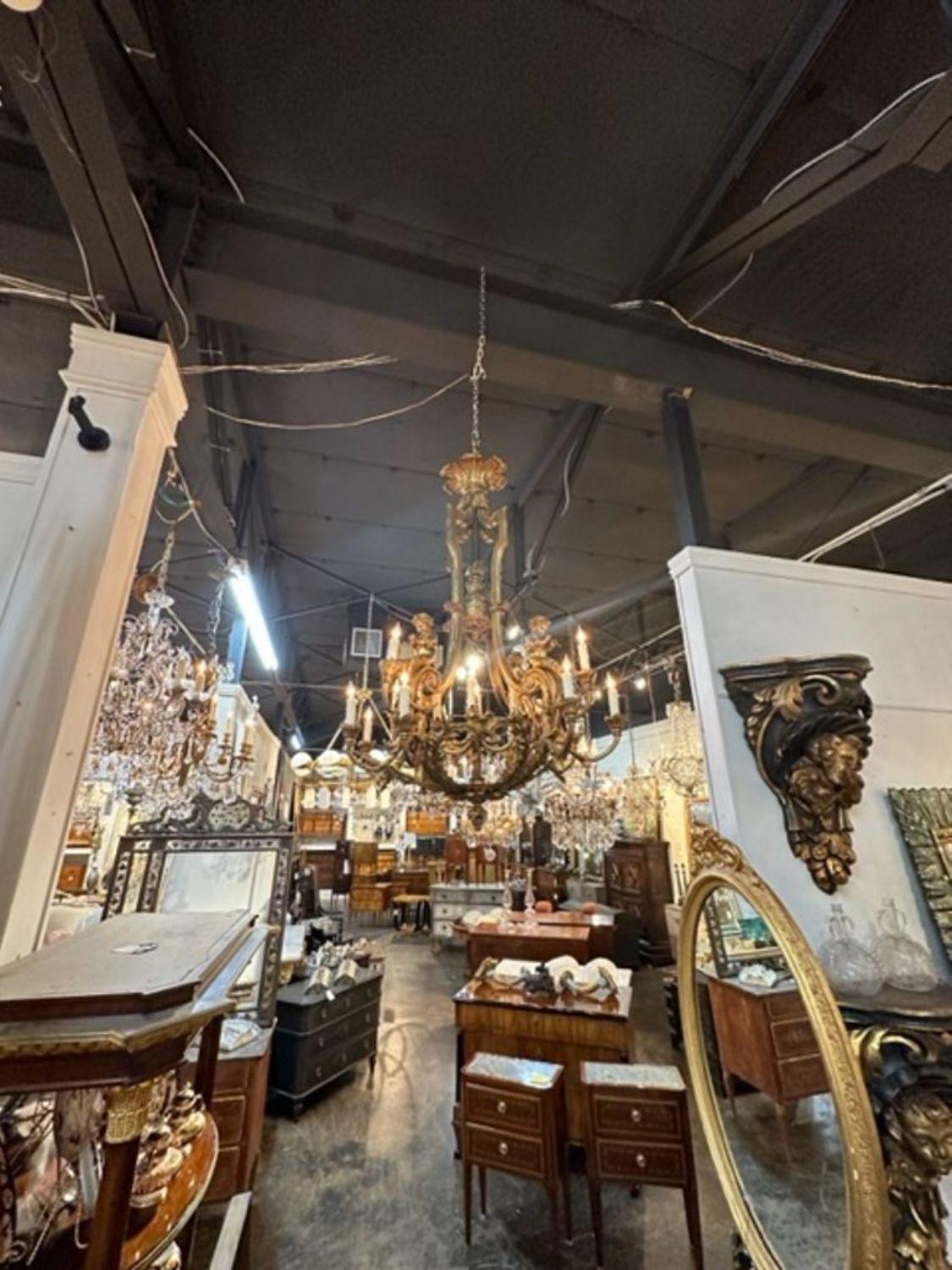 19th Century French Louis XV Style Bronze Chandelier For Sale