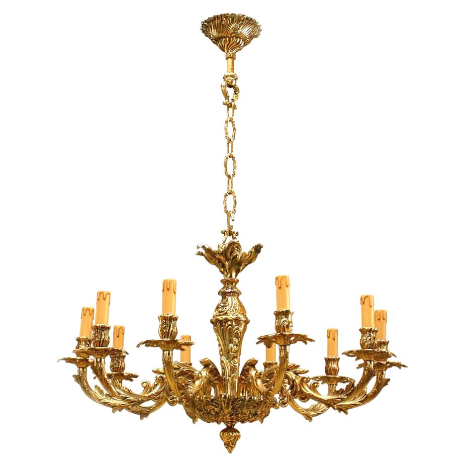French Louis XV Style Bronze Chandelier For Sale