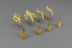 French Louis XV Style Bronze Curtain Tiebacks and Cord Blind Pulls, Set of 8