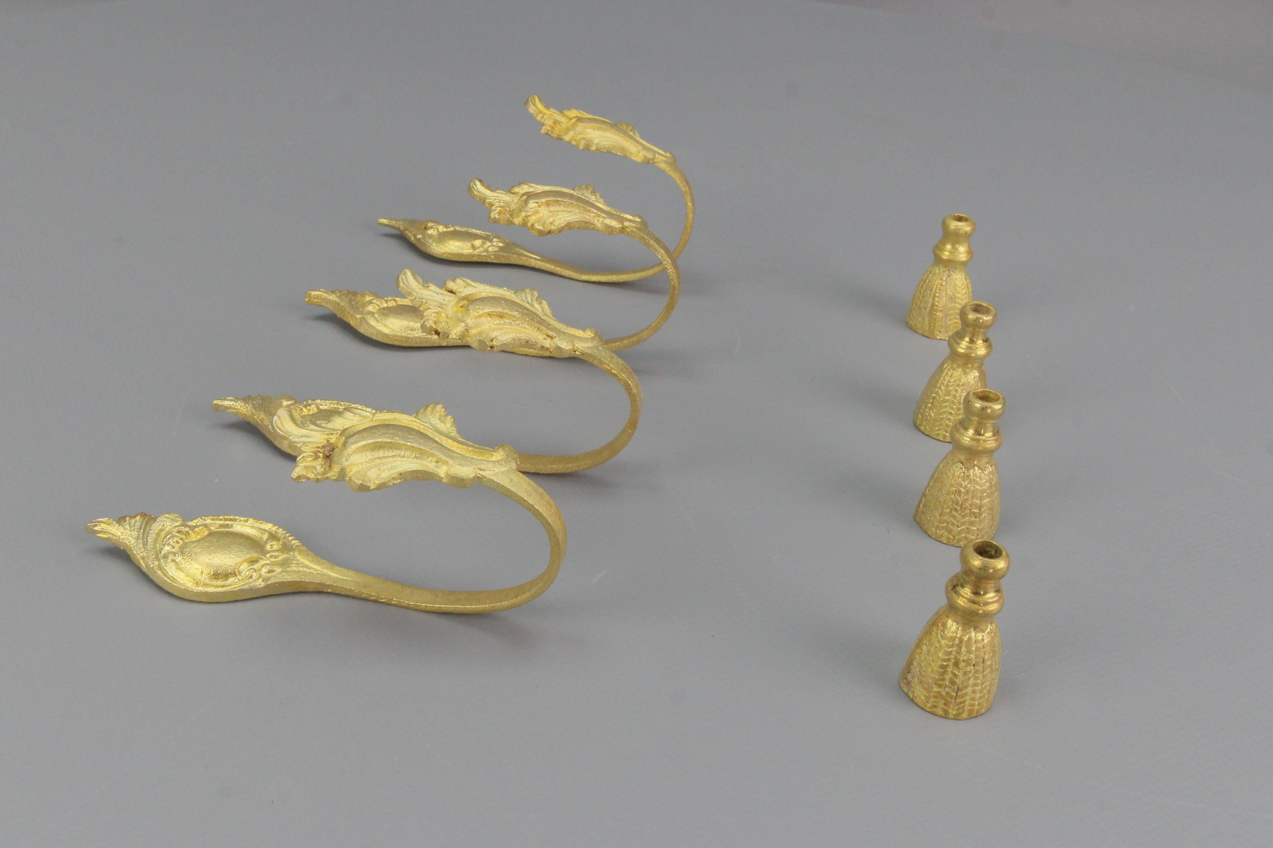 Paracolpi per tende in bronzo in stile Luigi XV e tiranti per tende in corda, set di 8 pezzi in vendita 13