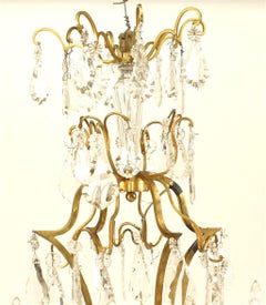 French Louis XV Style Bronze Dore and Crystal Chandelier