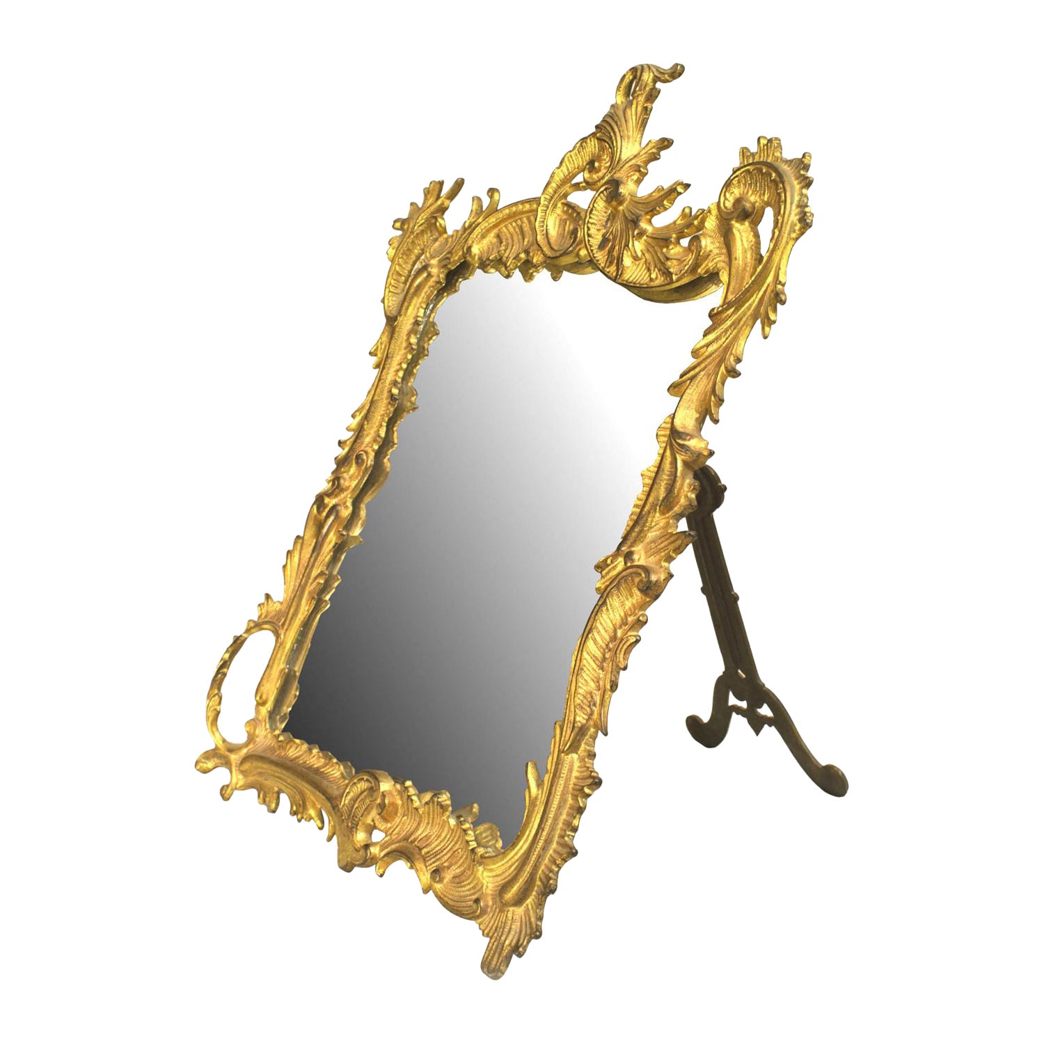 French Louis XV Style Bronze Dore Dressing Table / Vanity Mirror