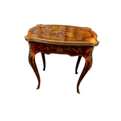 French Louis XV Style Bronze Doré Marquetry Side Table, Circa 1870