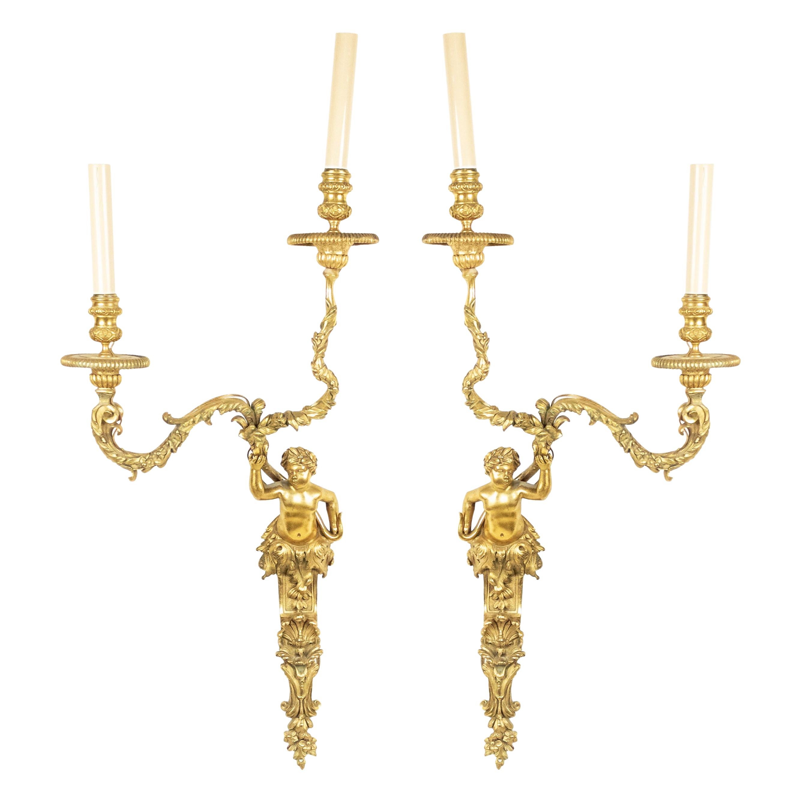 French Louis XV Style Bronze Doré Wall Sconce For Sale