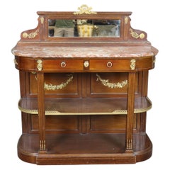 French Louis XV Style Bronze Mounted Mirrored Buffet with Marble Top Circa 1890