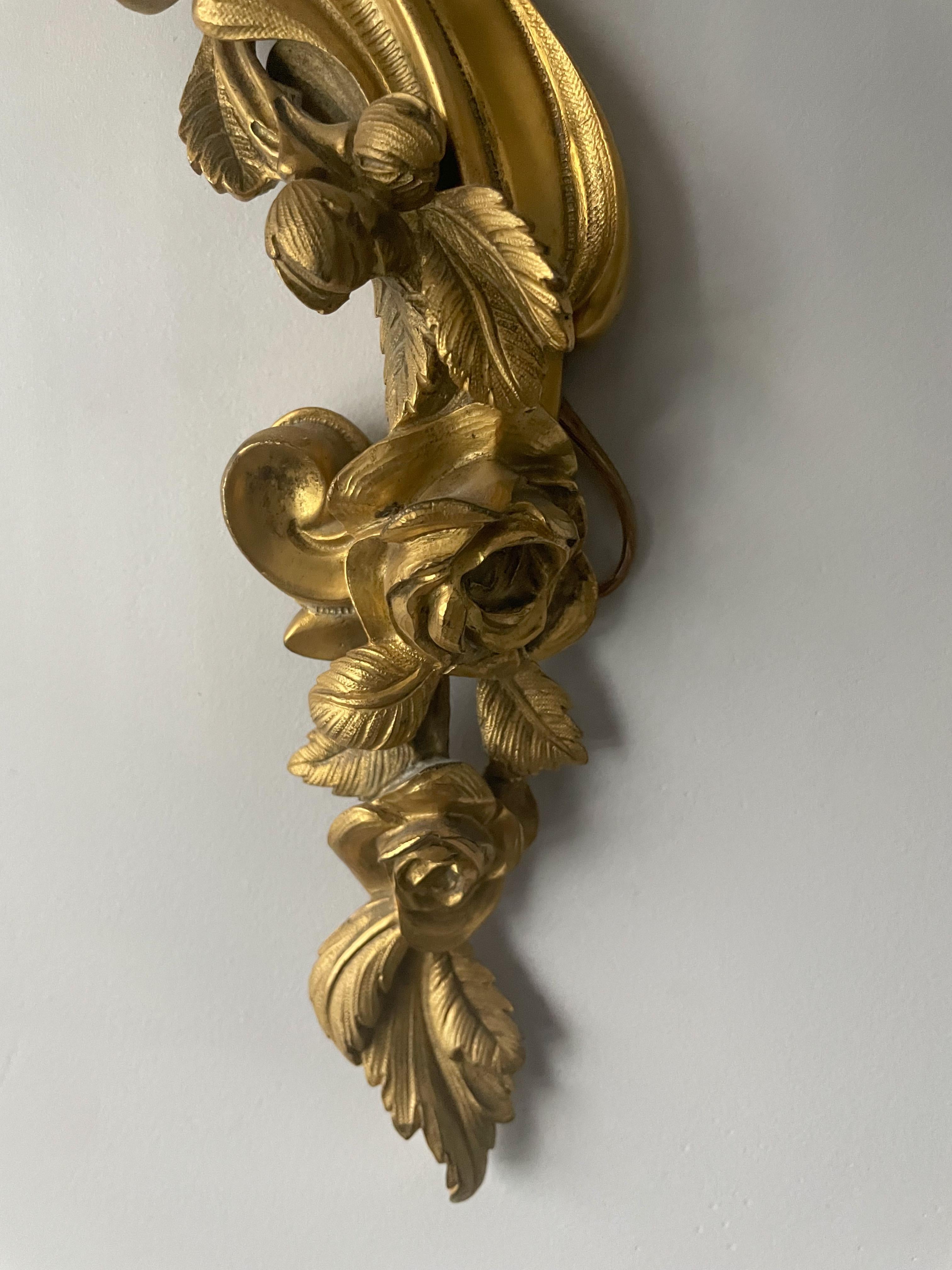 French Louis XV-Style Bronze Ormolu And Crystal Sconces 2