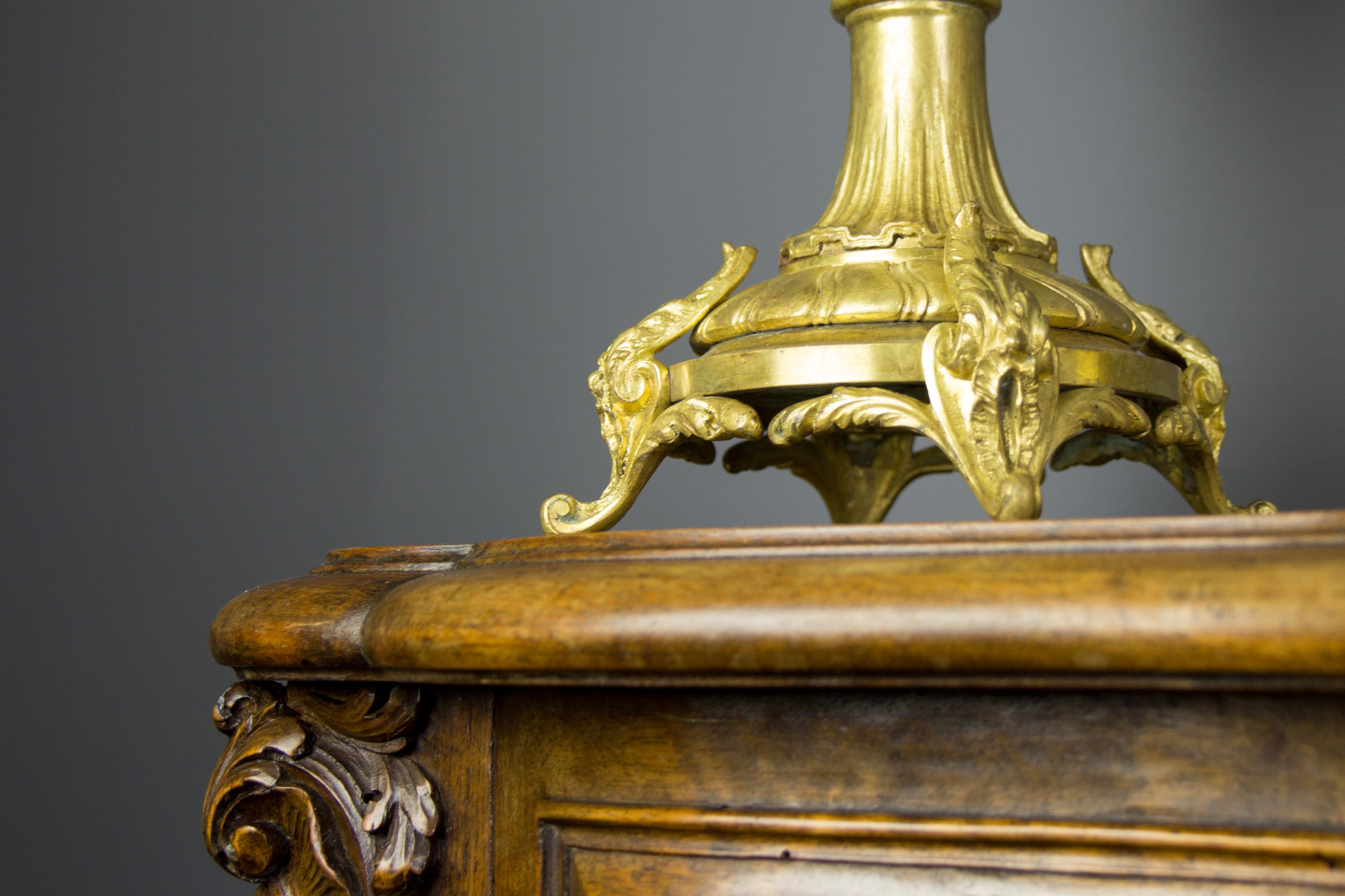 French Louis XV Style Bronze Three-Piece Garniture Clock Set For Sale 9