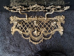 French Louis XV Style Bronze Trimmed Wall Hatrack with Mirror and Hooks