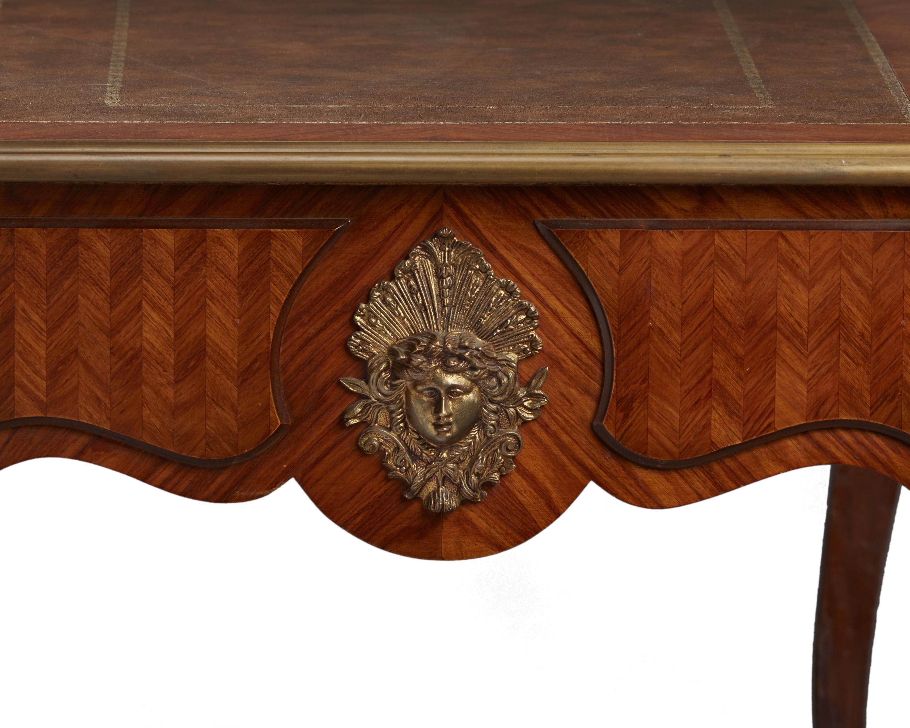 Bronze French Louis XV Style Bureau Plat Desk