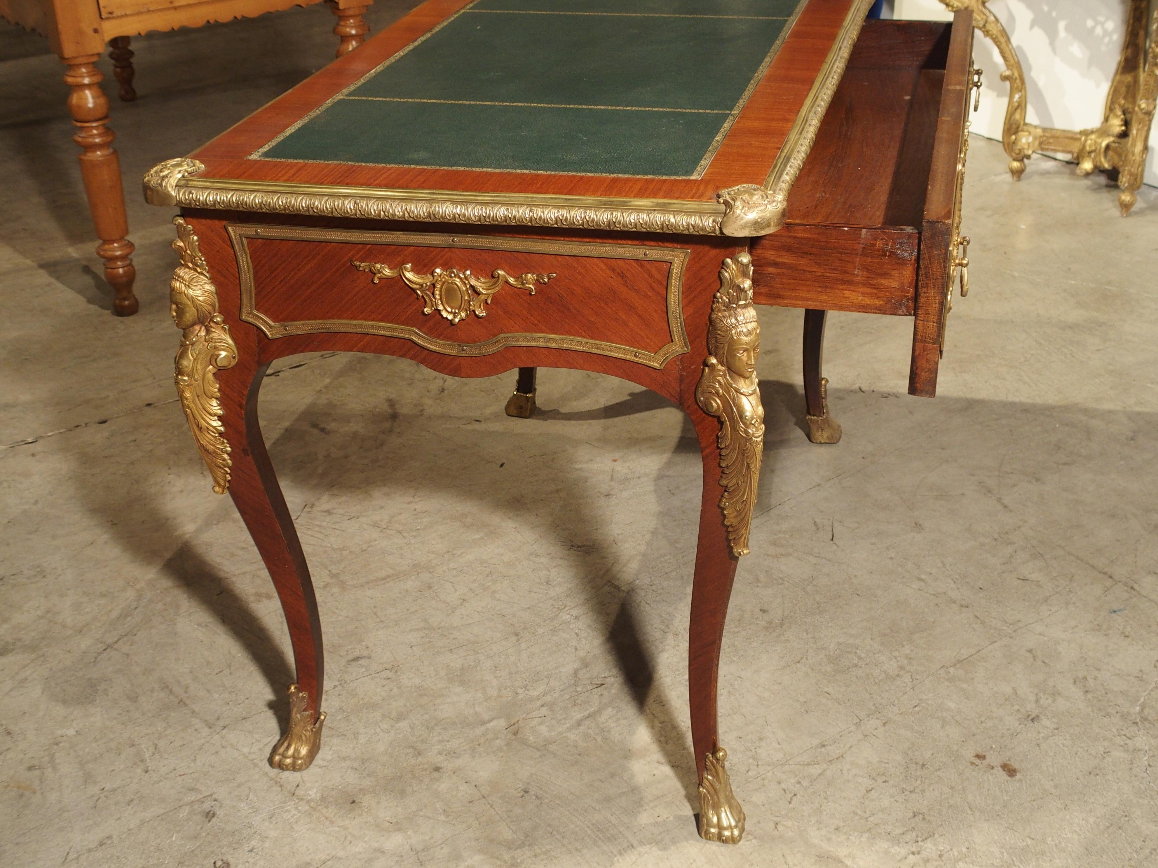 French Louis XV Style Bureau Plat Writing Desk, circa 1900 5