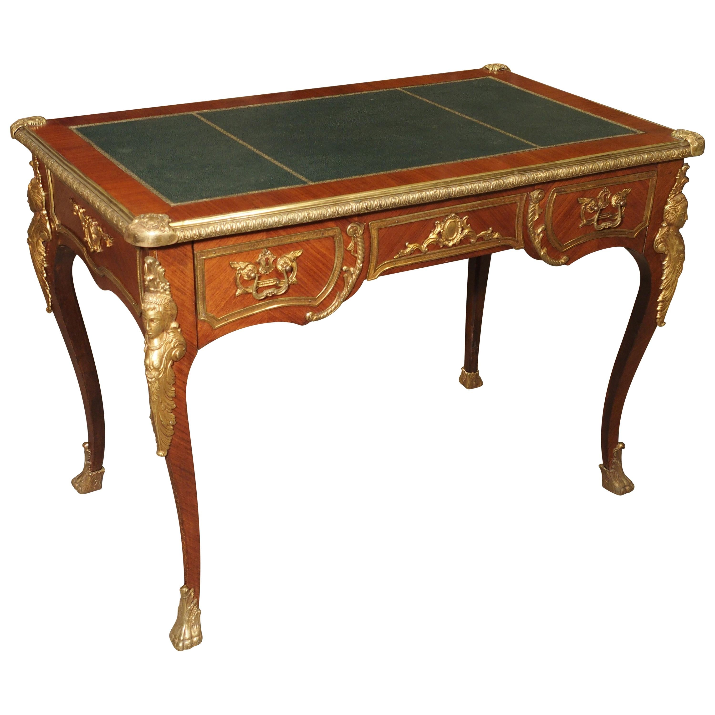 French Louis XV Style Bureau Plat Writing Desk, circa 1900