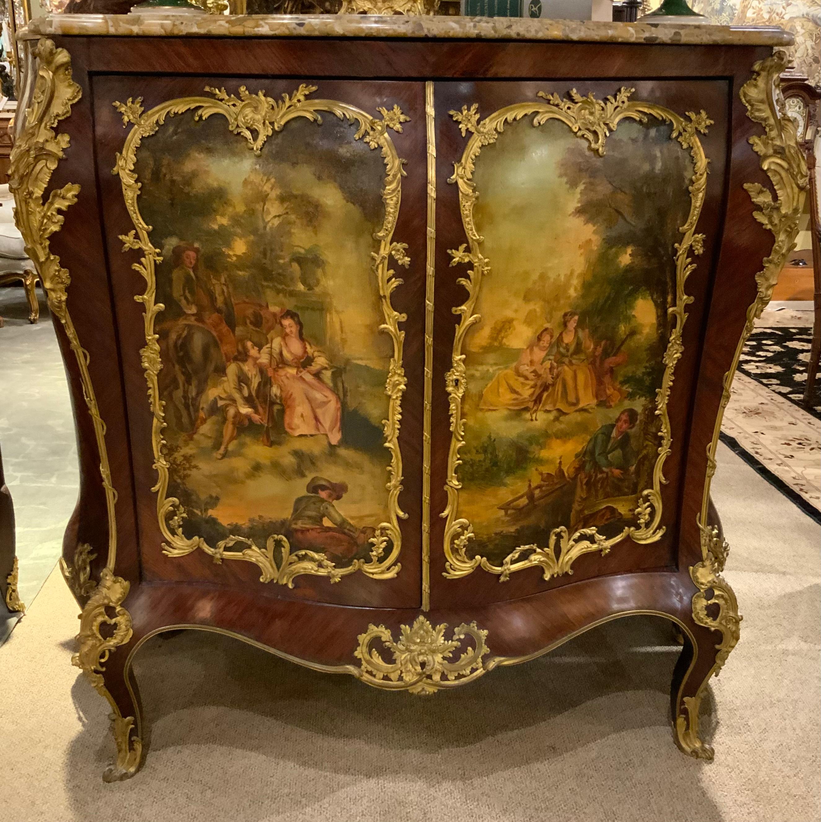French louis XV-Style cabinet, 19 th c. with the Verni Martin Technique in vendita 2