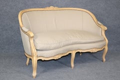French Louis XV Style Canape loveseat Settee in Mushroom Hued Upholstery