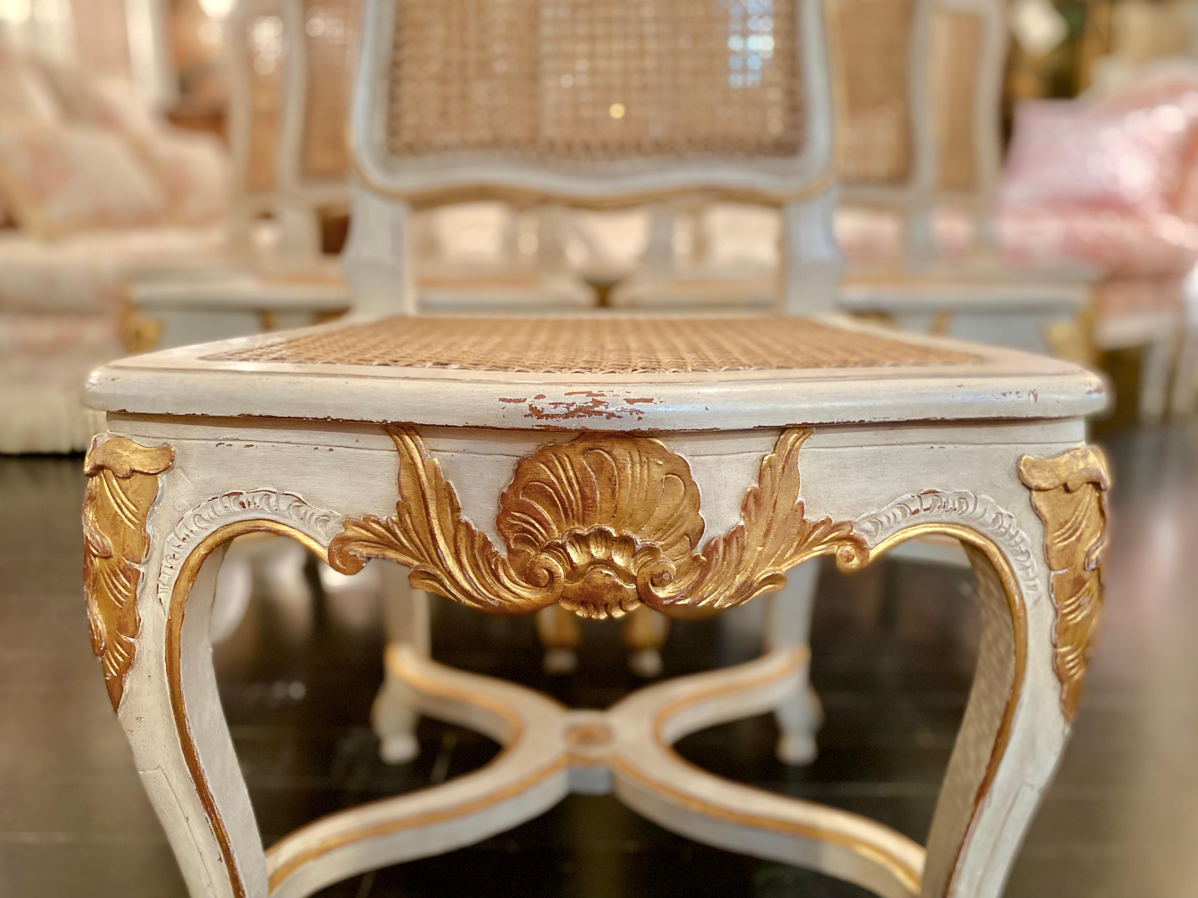 Französische Rohrstühle im Louis-XV-Stil, Sechser-Set im Angebot 3