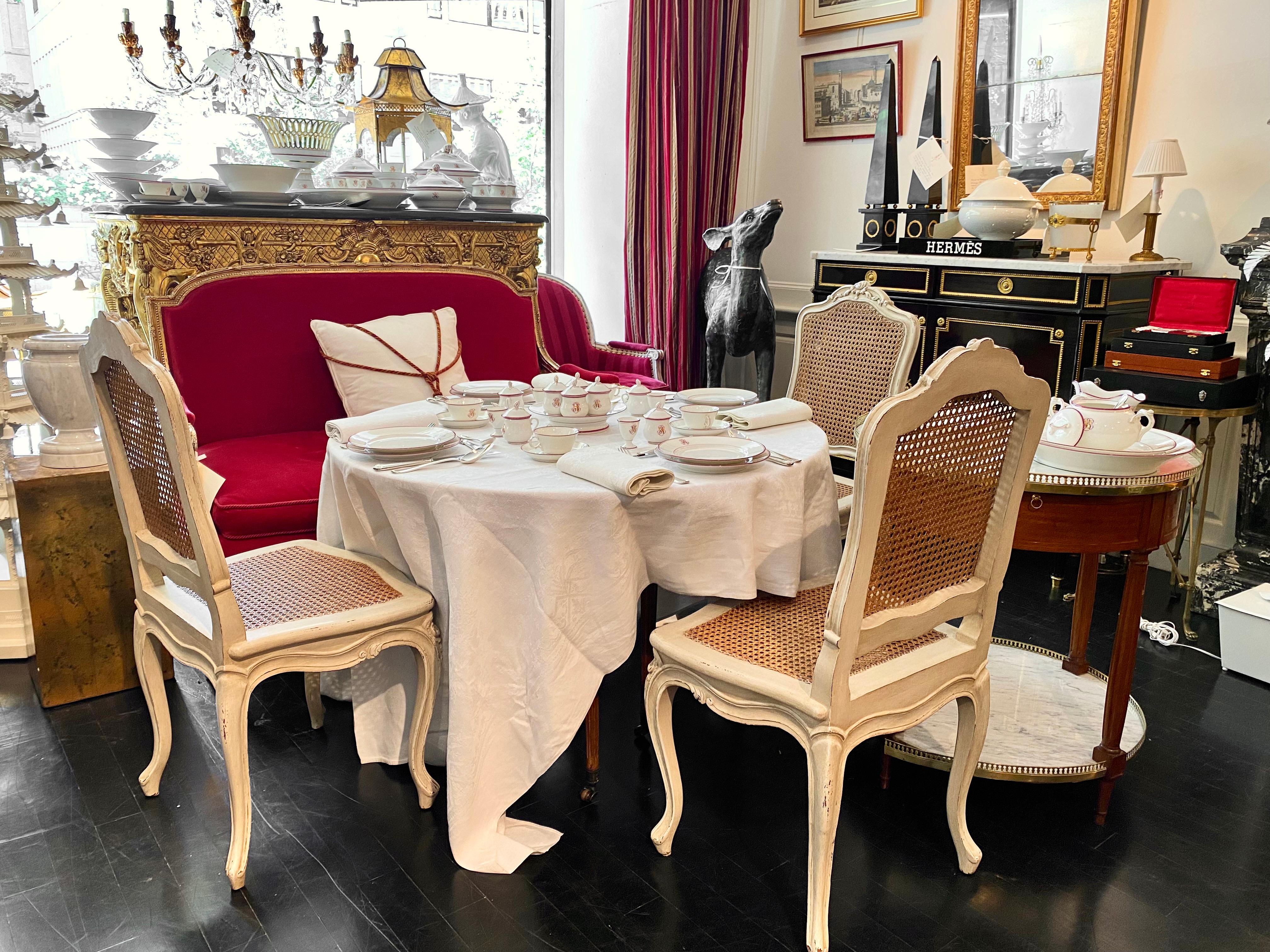 Set di sei sedie a canne in stile Louis XV, francese in vendita 5