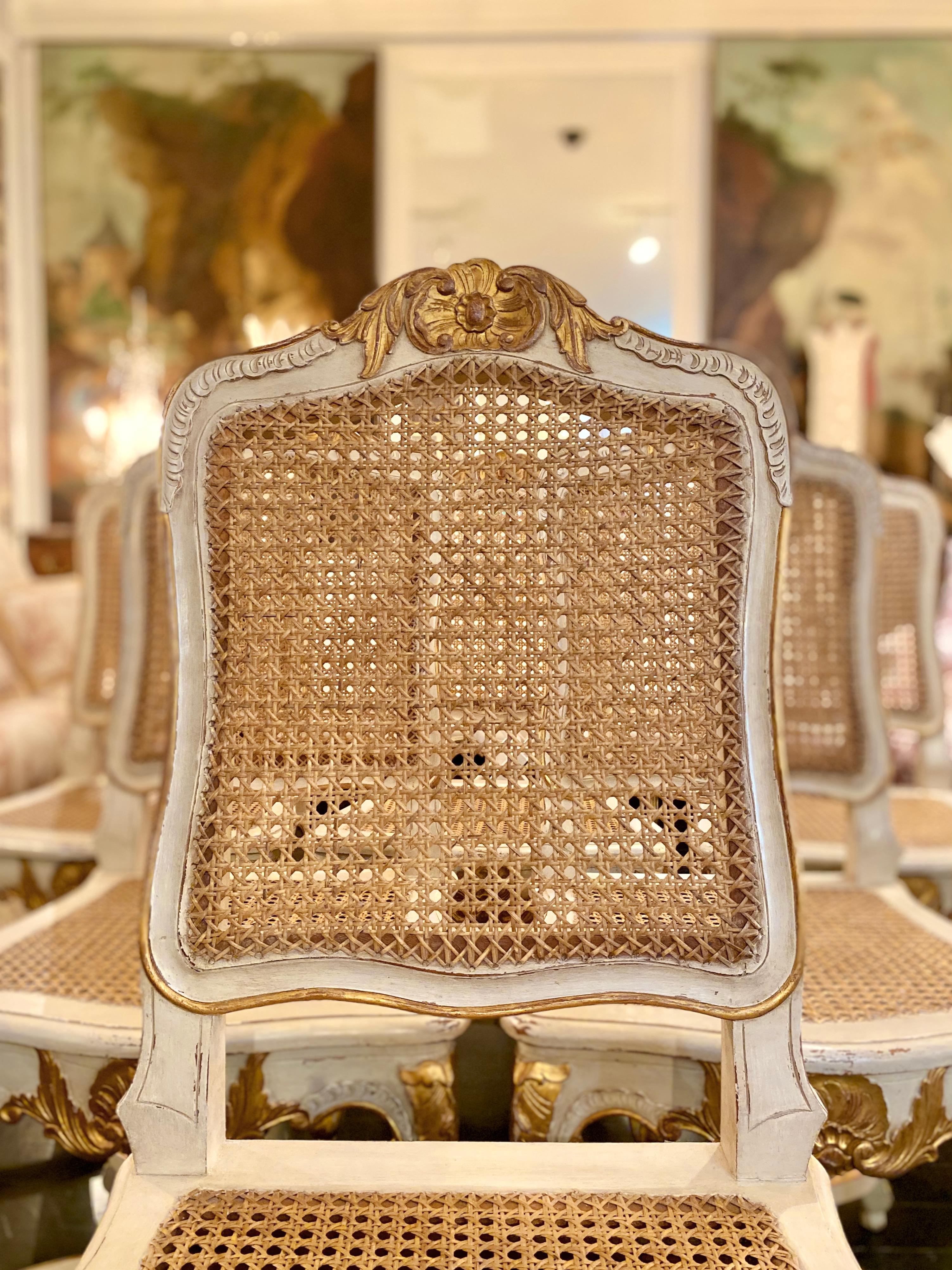 Französische Rohrstühle im Louis-XV-Stil, Sechser-Set (Gehstock) im Angebot