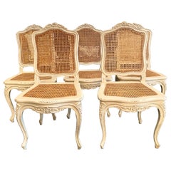 Chaises cannées de style Louis XV, lot de six