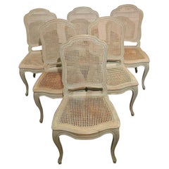 Set di sei sedie a canne in stile Louis XV, francese