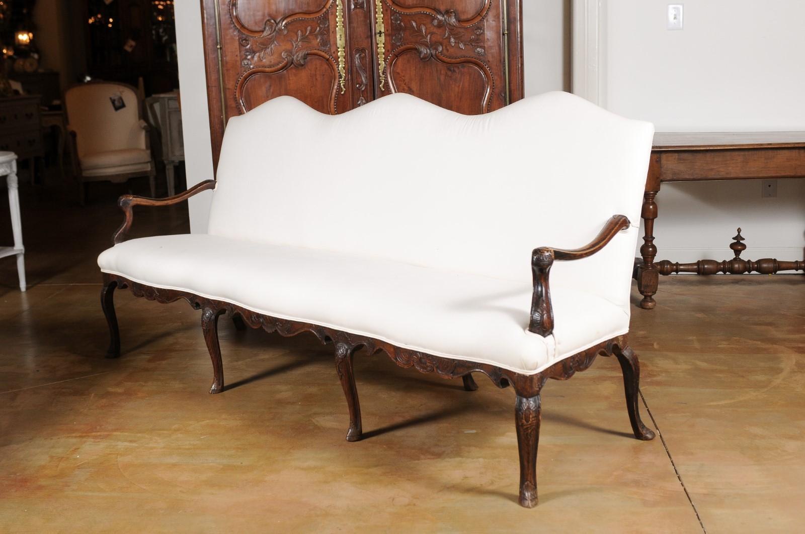 French Louis XV Style Carved 19th Century Upholstered Canapé with Cabriole Legs 9