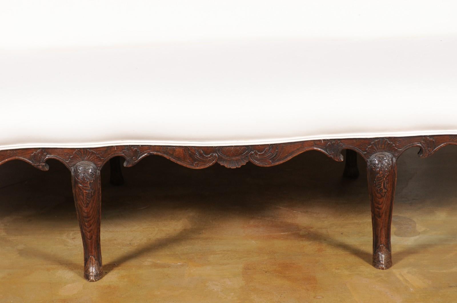 Upholstery French Louis XV Style Carved 19th Century Upholstered Canapé with Cabriole Legs