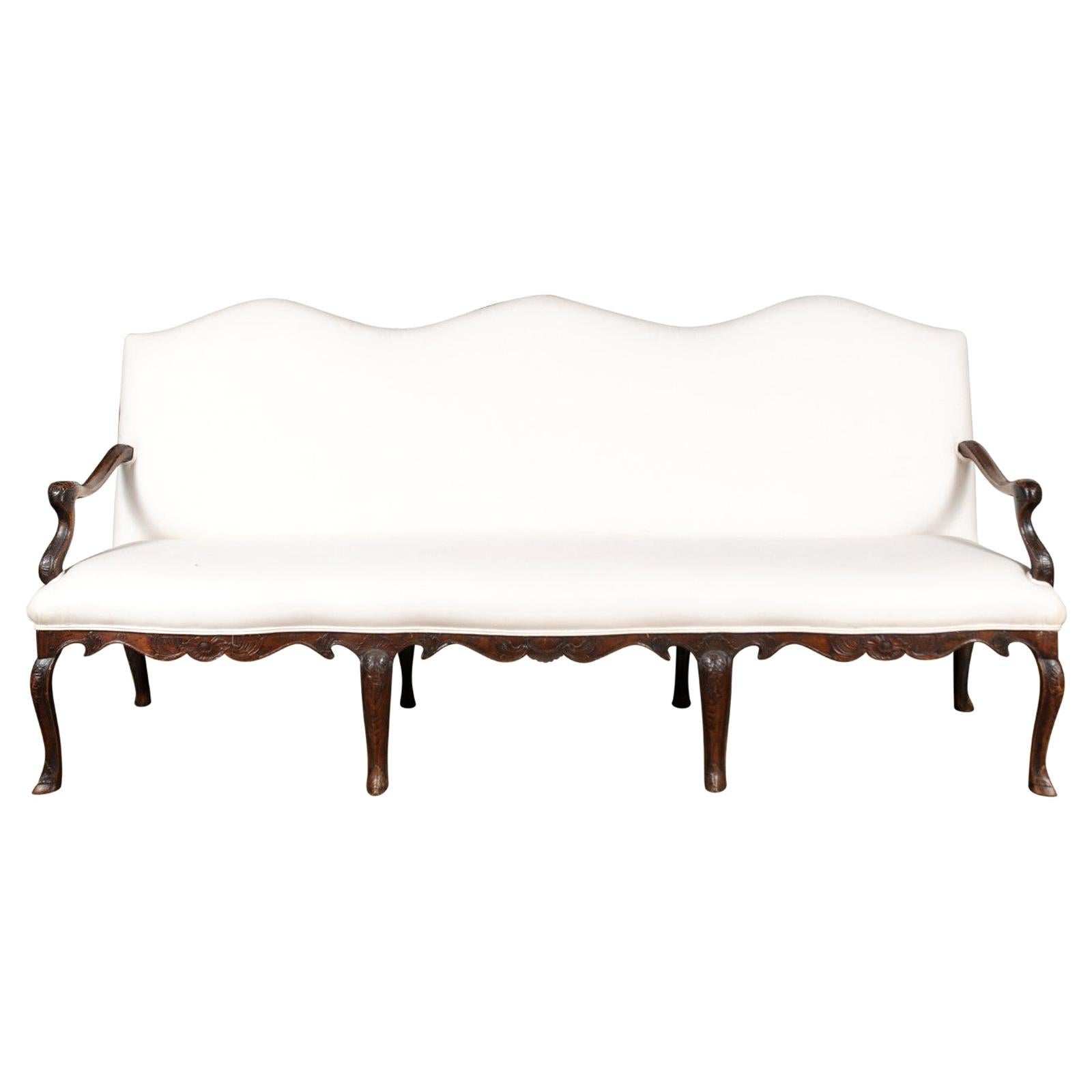 French Louis XV Style Carved 19th Century Upholstered Canapé with Cabriole Legs