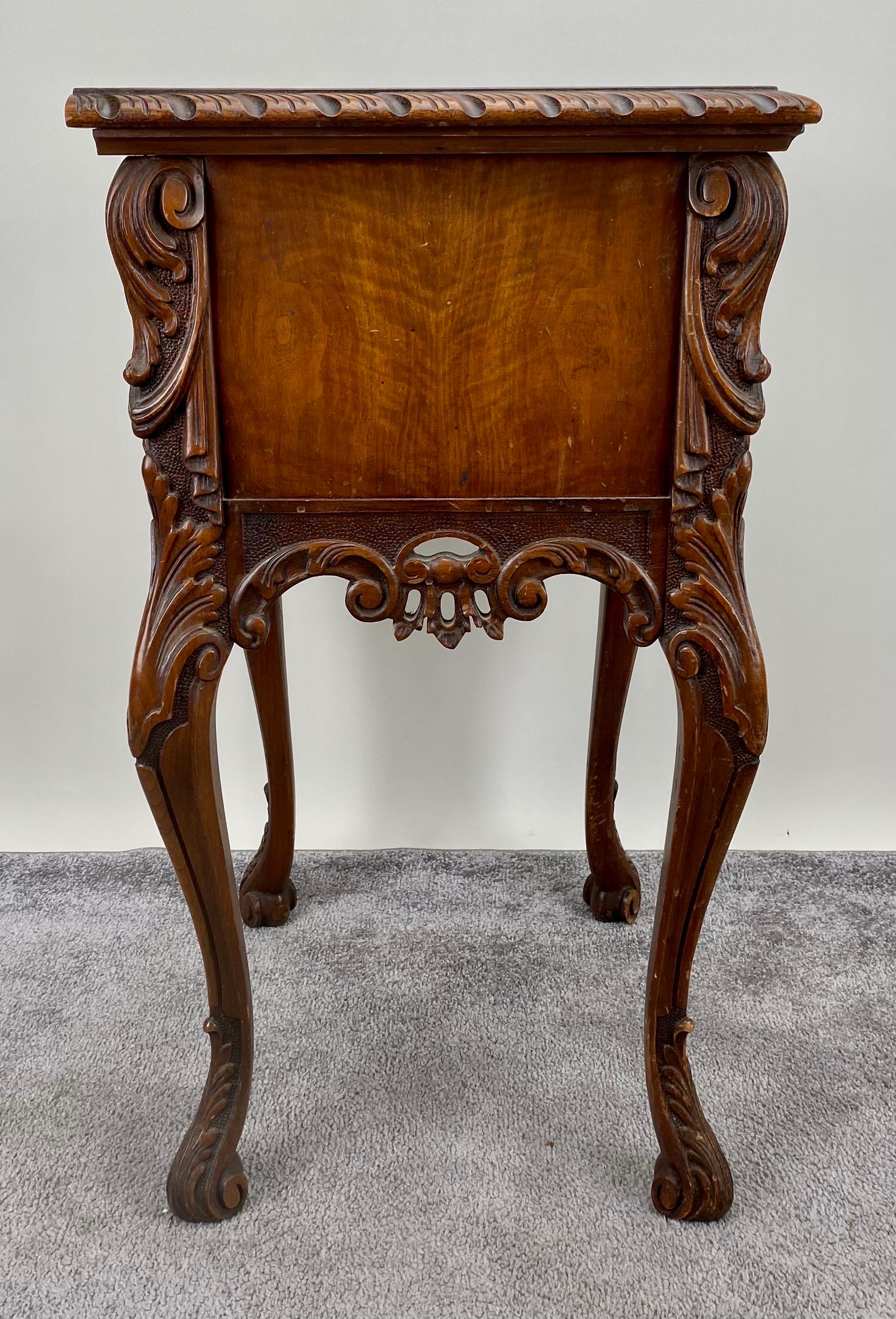 19th Century French Louis XV Style Carved Burl Walnut Side, end Table or Nightstand  For Sale
