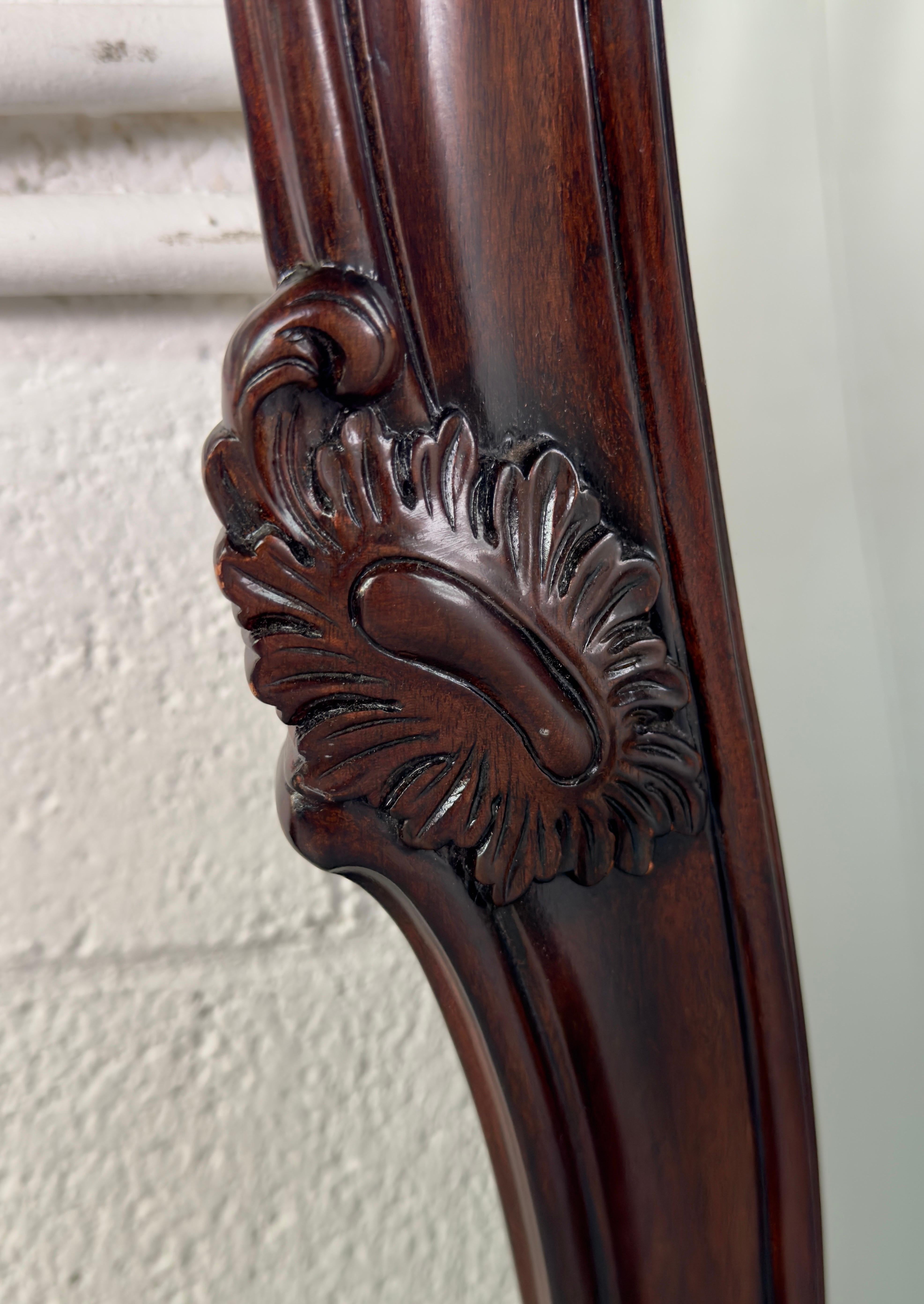 French Louis XV Style Carved Cherry Wood & Beveled Glass Wall or Mantel Mirror For Sale 1