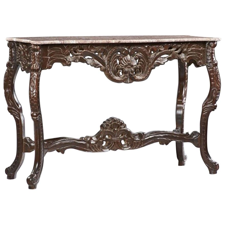 French Louis XV Style Carved Console Table