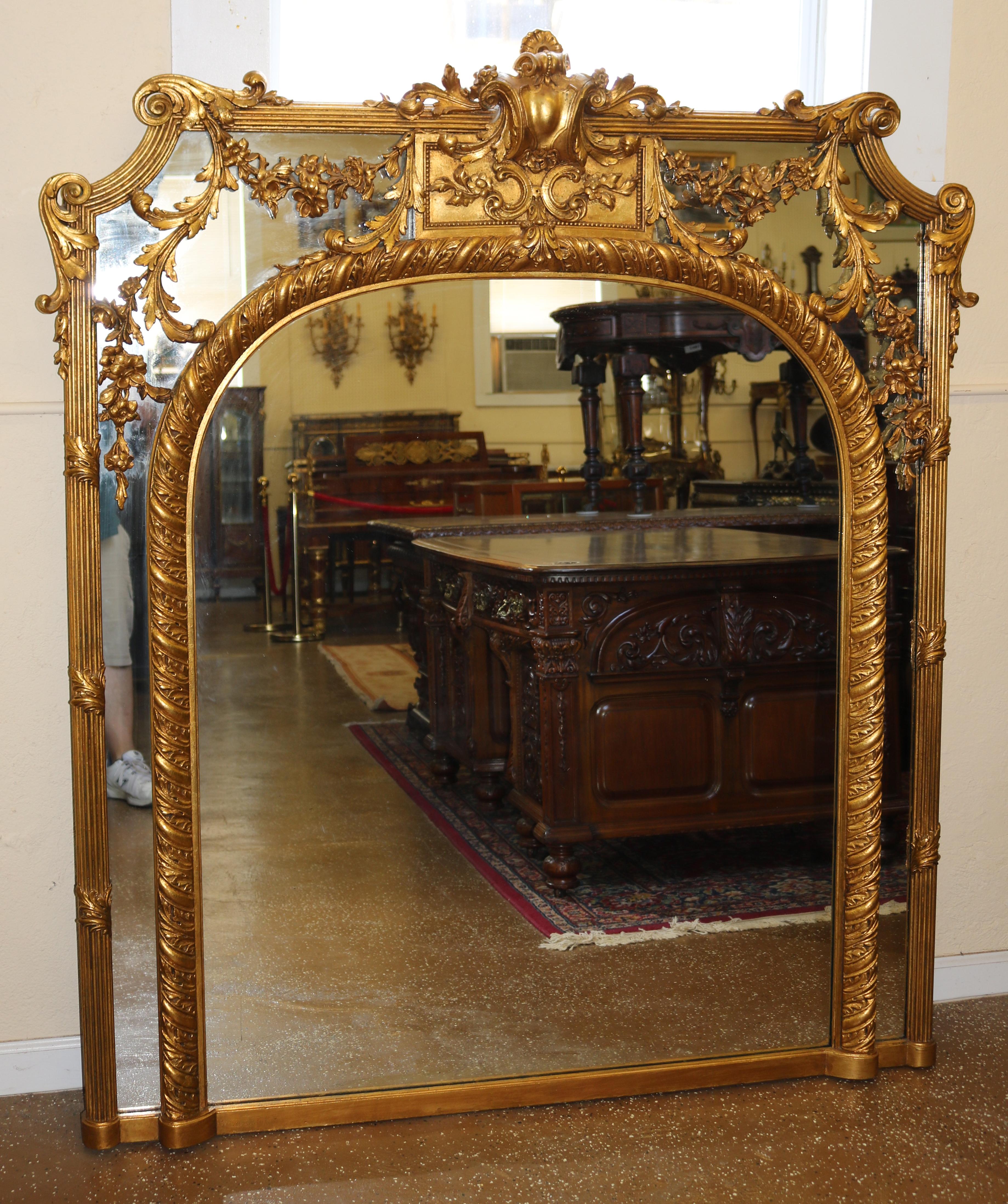 Louis XVI French Louis XV Style Carved Gold Gilt Turn of The Century Mirror
