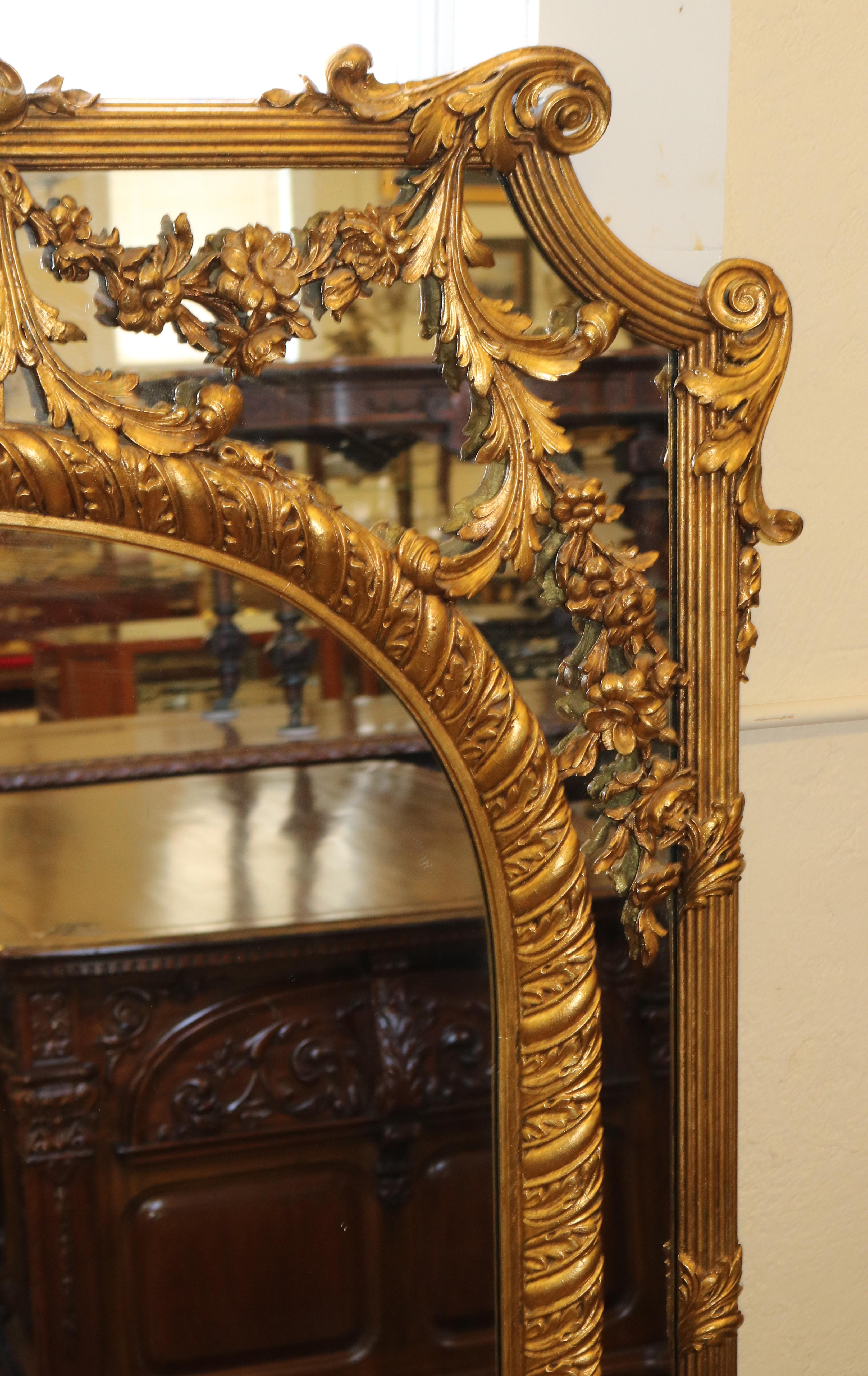 French Louis XV Style Carved Gold Gilt Turn of The Century Mirror 2