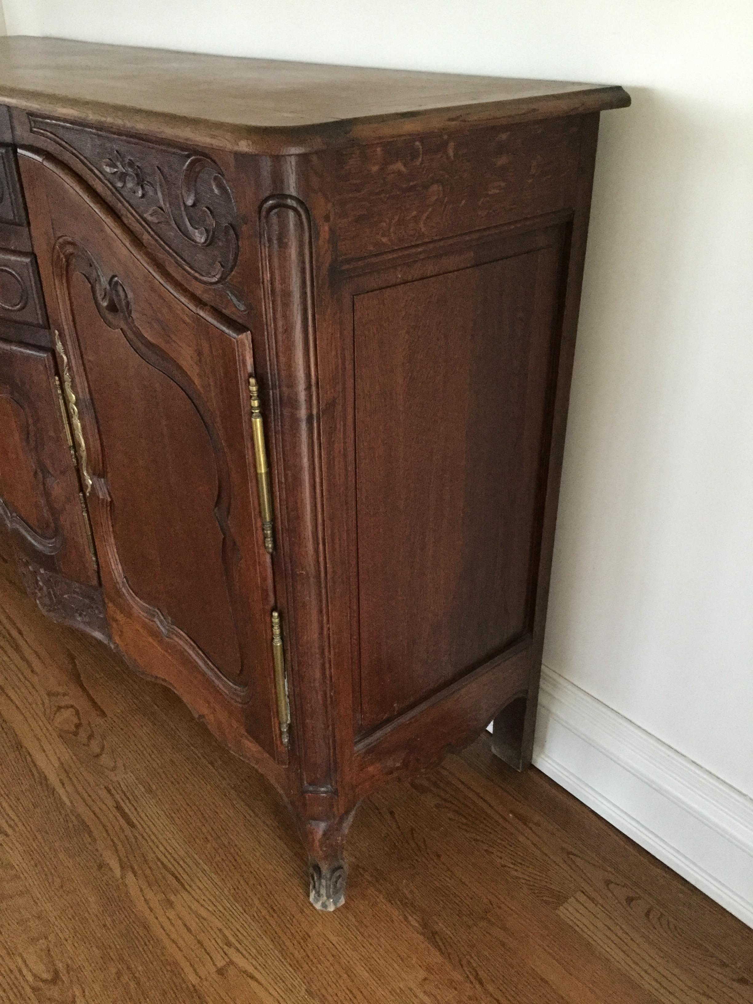 French Louis XV Style Carved Oak Sideboard 2