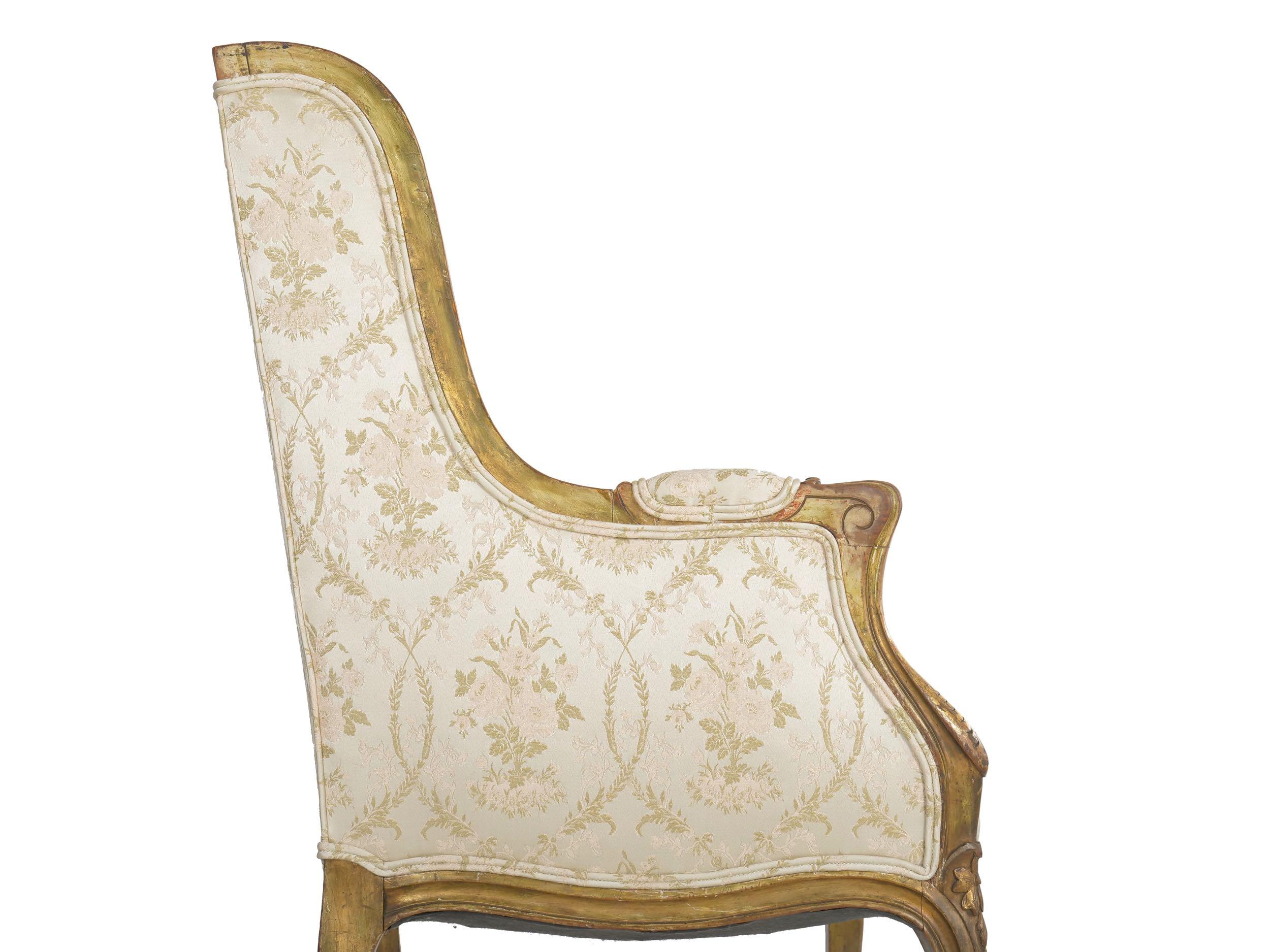 French Louis XV Style Carved Painted Antique Armchair, 19th Century 6