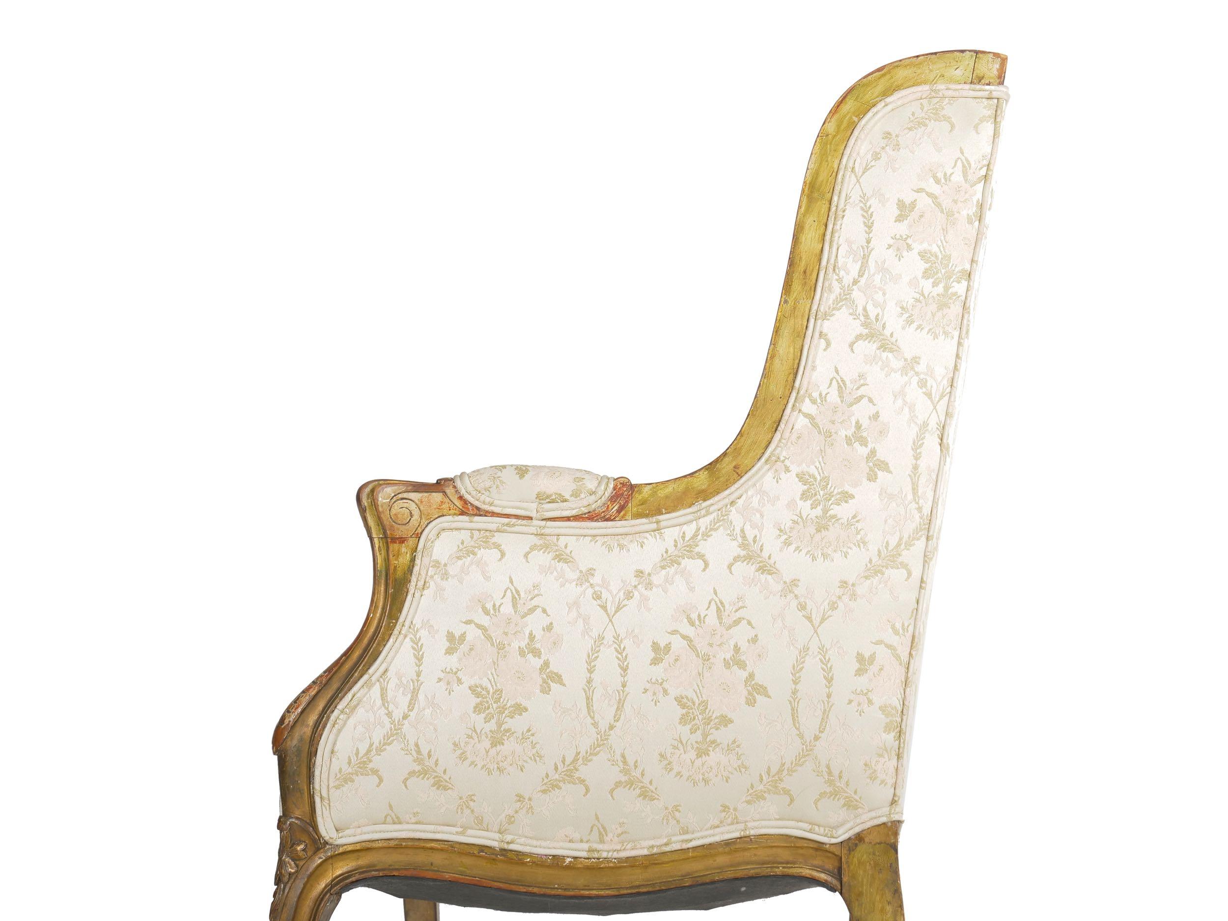 French Louis XV Style Carved Painted Antique Armchair, 19th Century 7