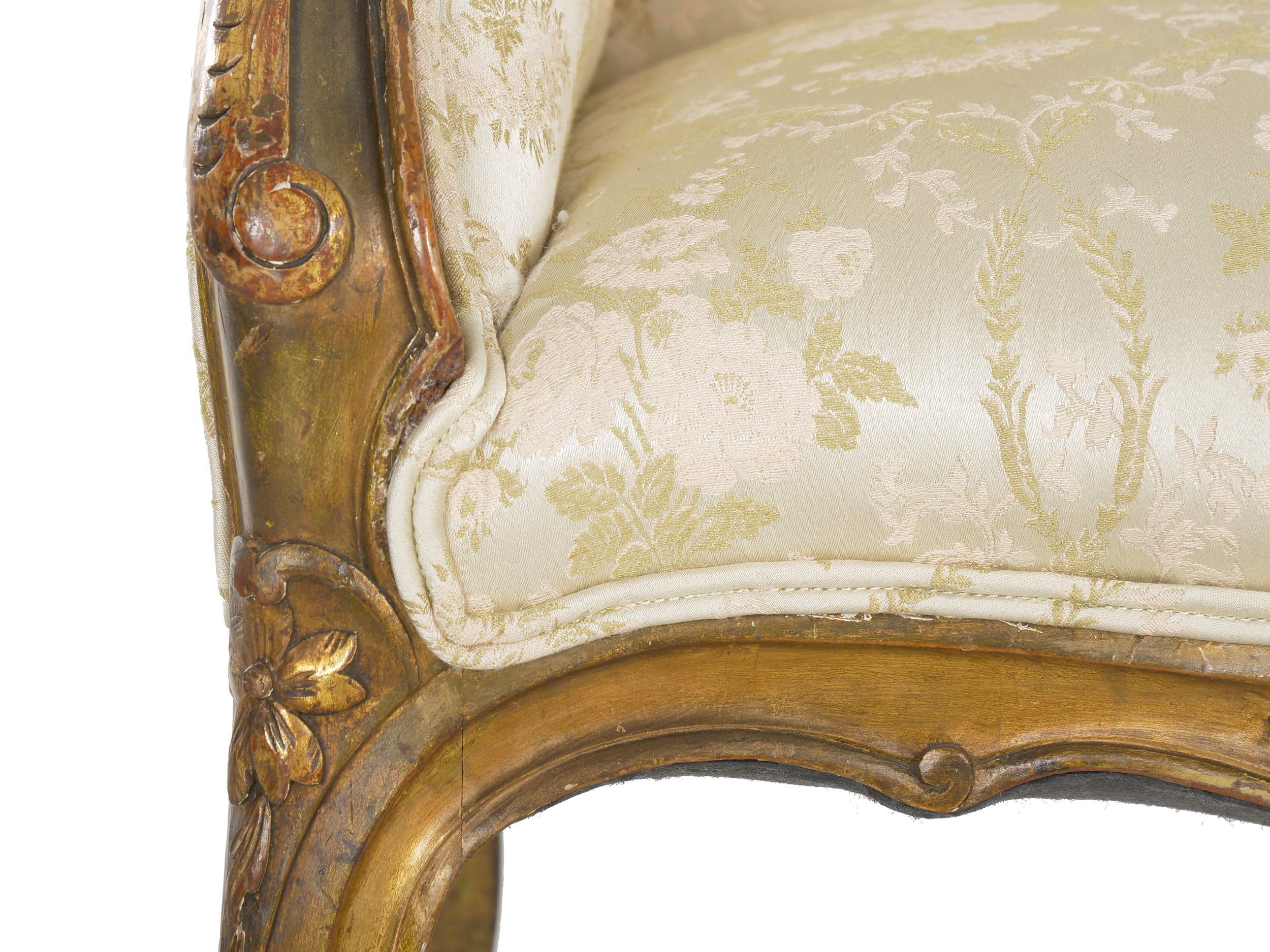 French Louis XV Style Carved Painted Antique Armchair, 19th Century 12