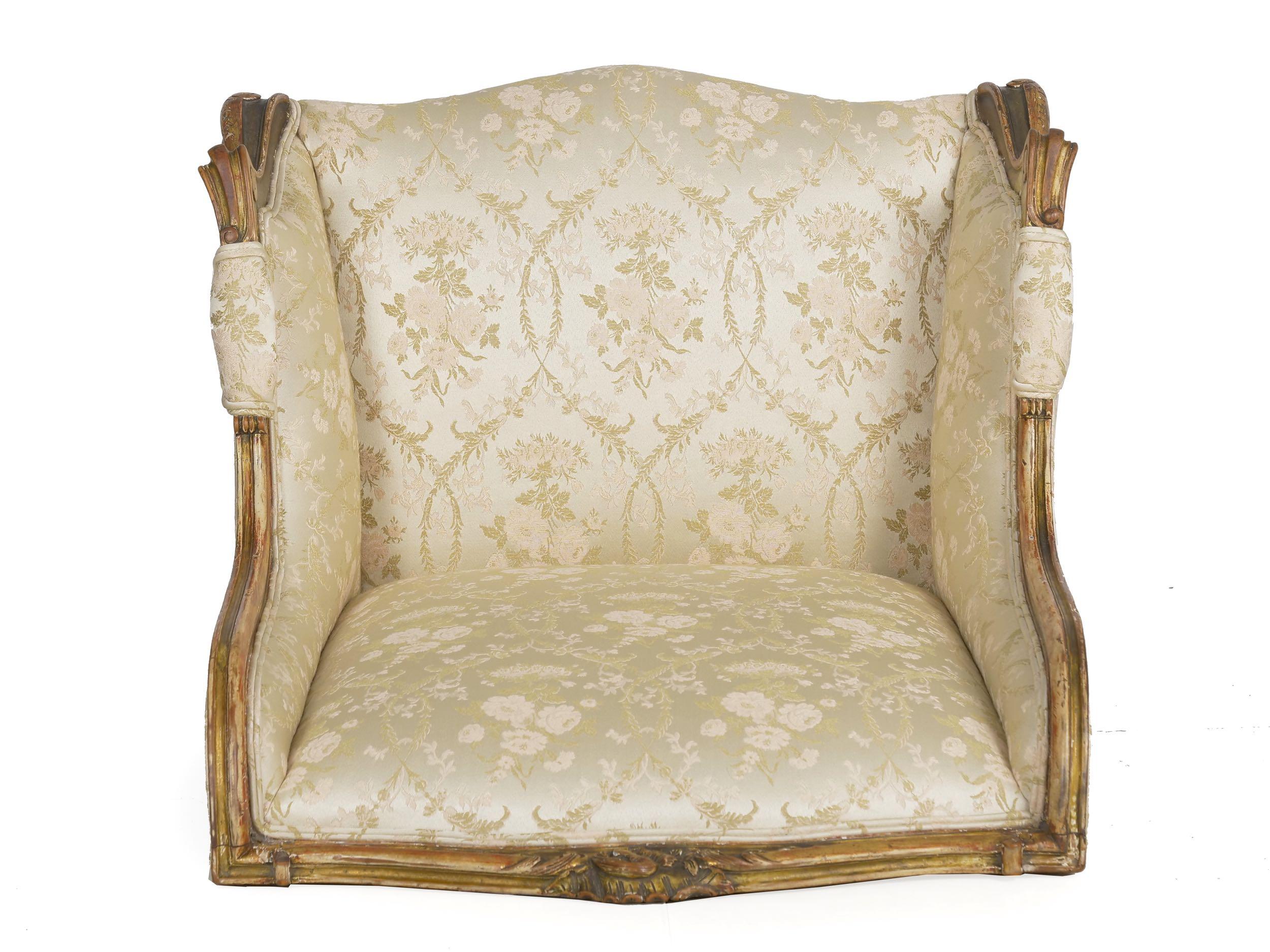 French Louis XV Style Carved Painted Antique Armchair, 19th Century 15
